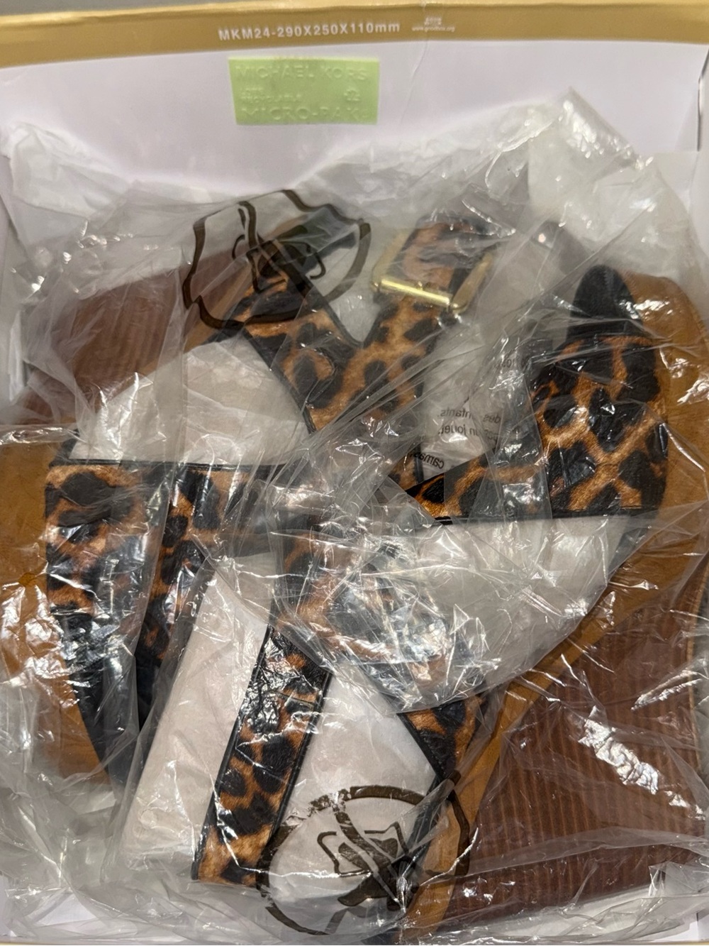 Michael Kors Josephine Leopard Print Strappy Sandals - Brown & Black Size 8